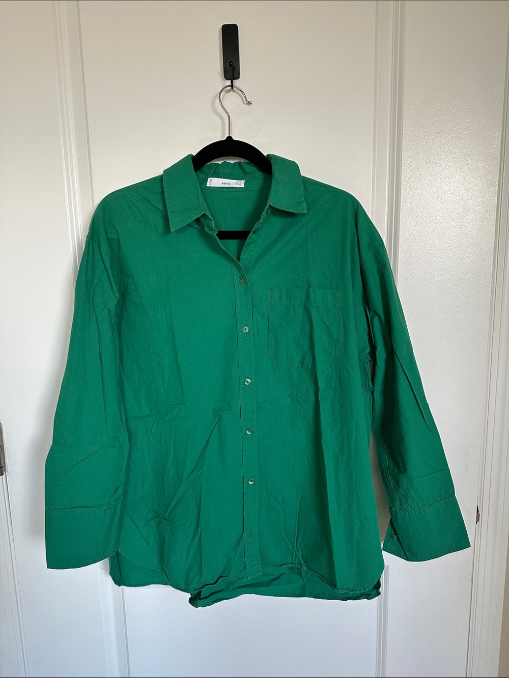 Mango Emerald Green Relaxed Button-Down Shirt